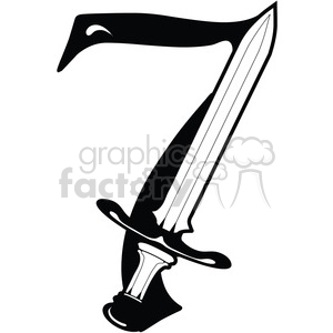 300x300 Royalty Free Number 7 Sword 387719 Vector Clip Art Image