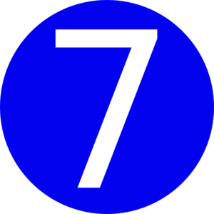 300x300 Blue, Rounded,with Number 7 Clip Art