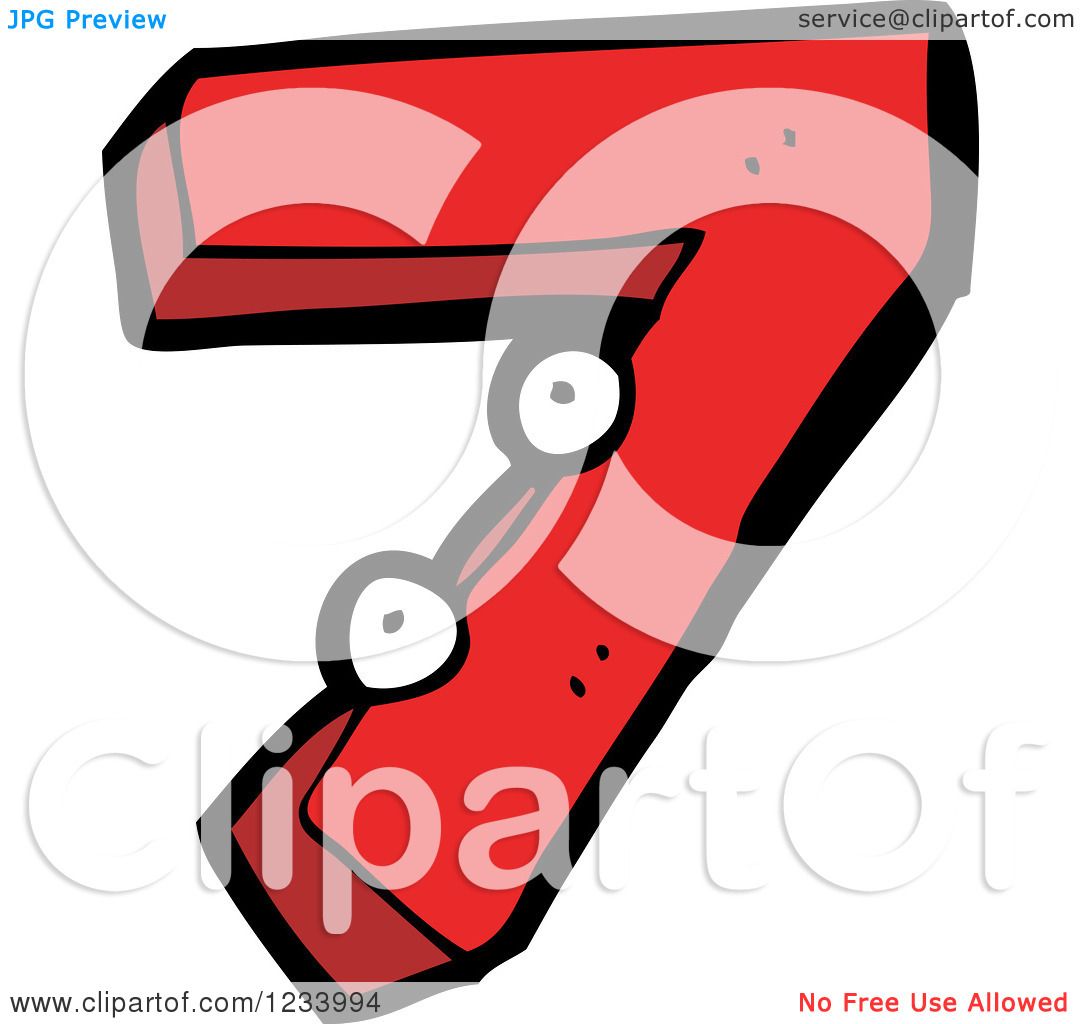 1080x1024 Clipart Of A Red Number 7 With Eyes