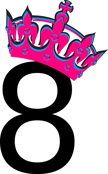366x590 Pink Tilted Tiara And Number 8 Clip Art