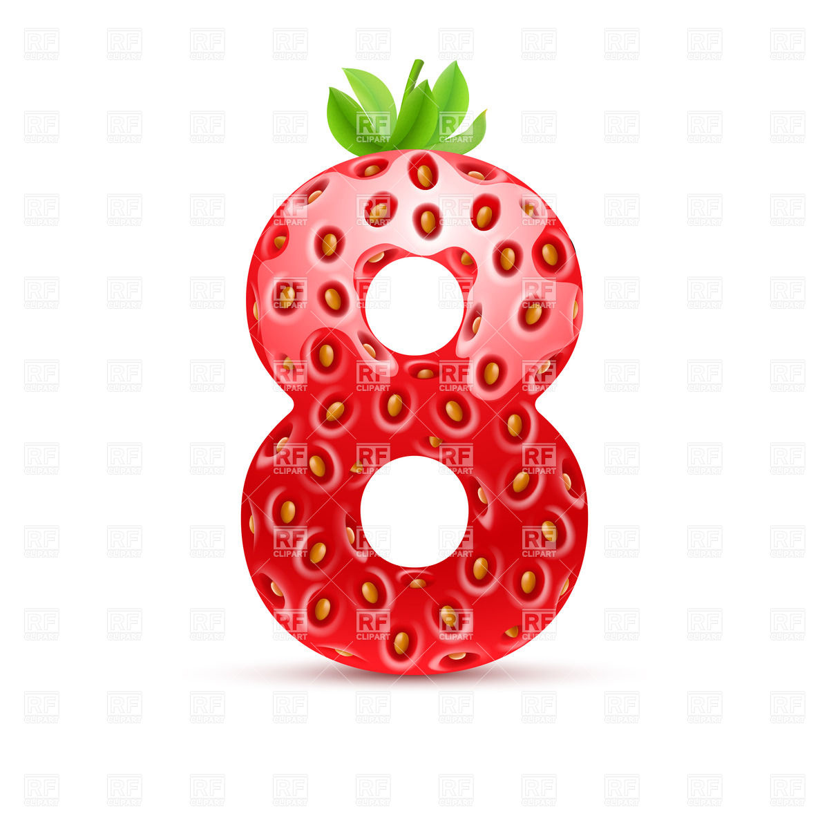 1200x1200 Strawberry Style Font, Number 8 Royalty Free Vector Clip Art Image