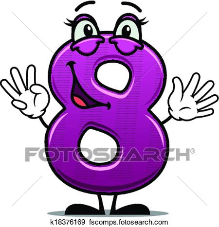 450x467 Clip Art Of Adorable Happy Number 8 K18376169