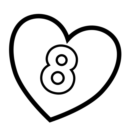 480x480 Number 8 In Heart Coloring Page Free Printable Coloring Pages