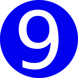 300x300 Blue, Rounded,with Number 9 Clip Art