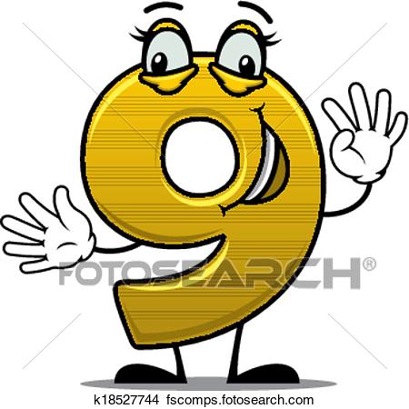 450x450 Clipart Of Happy Gold Number 9 K18527744