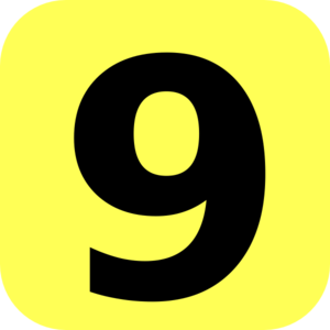 300x300 Yellow Rounded Number 9 Clip Art