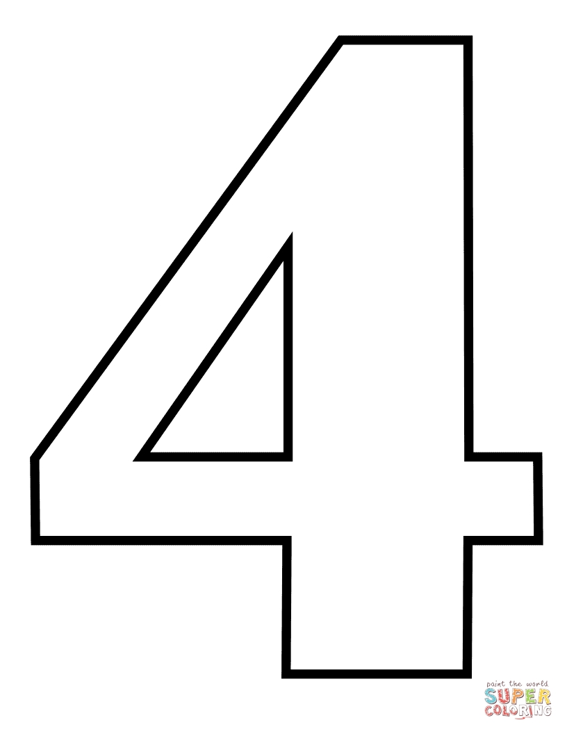 816x1056 Number 4 Coloring Page Free Printable Coloring Pages Within