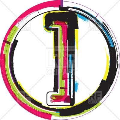 400x400 Round Frame And Colourful Number 1, One Royalty Free Vector Clip