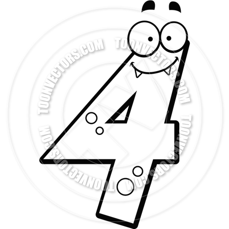 460x460 Number Four Monster (Black And White Line Art) By Cory Thoman