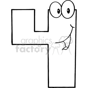 300x300 Royalty Free 4989 Clipart Illustration Of Number Four Cartoon