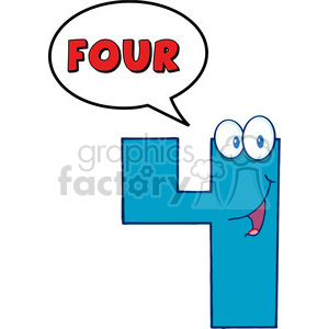 300x300 Royalty Free 4993 Clipart Illustration Of Number Four Cartoon