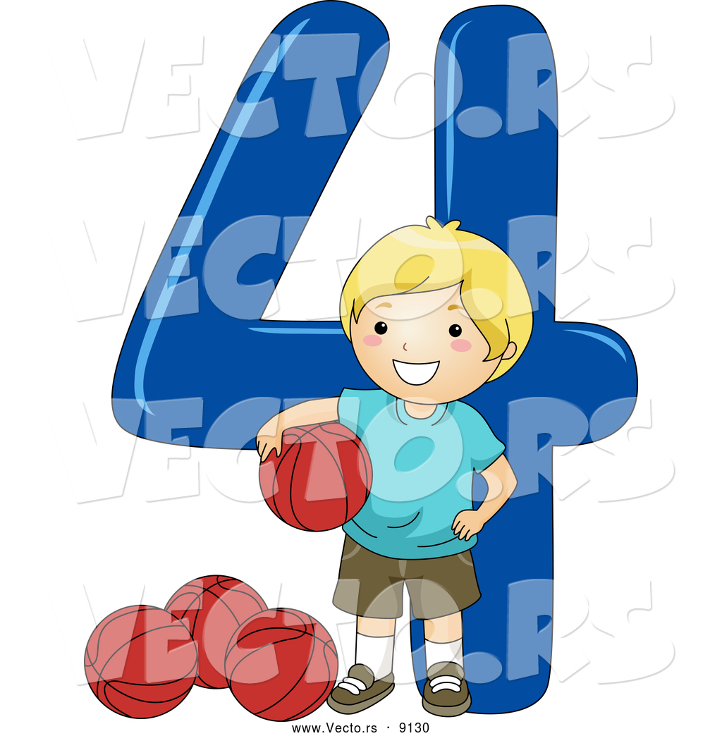1024x1044 Vector Of A Smiling Cartoon School Boy Standing With 4 Basketballs