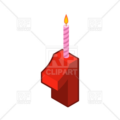 400x400 Number 1 And Candles For Birthday Cake, One Royalty Free Vector