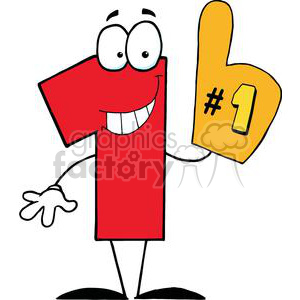 300x300 Royalty Free Number One Cartoon Character 379545 Vector Clip Art