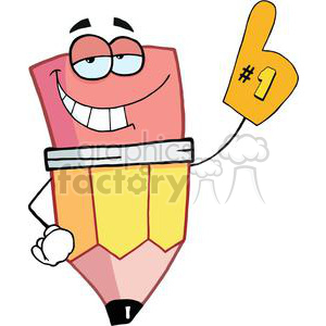 300x300 Royalty Free Pencil Cartoon Character Is Number One 379326 Vector