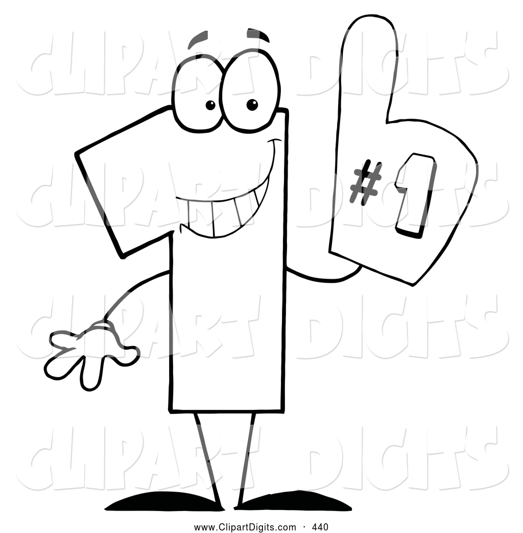 1024x1044 Vector Cartoon Clip Art Of A Coloring Page Of A Number One