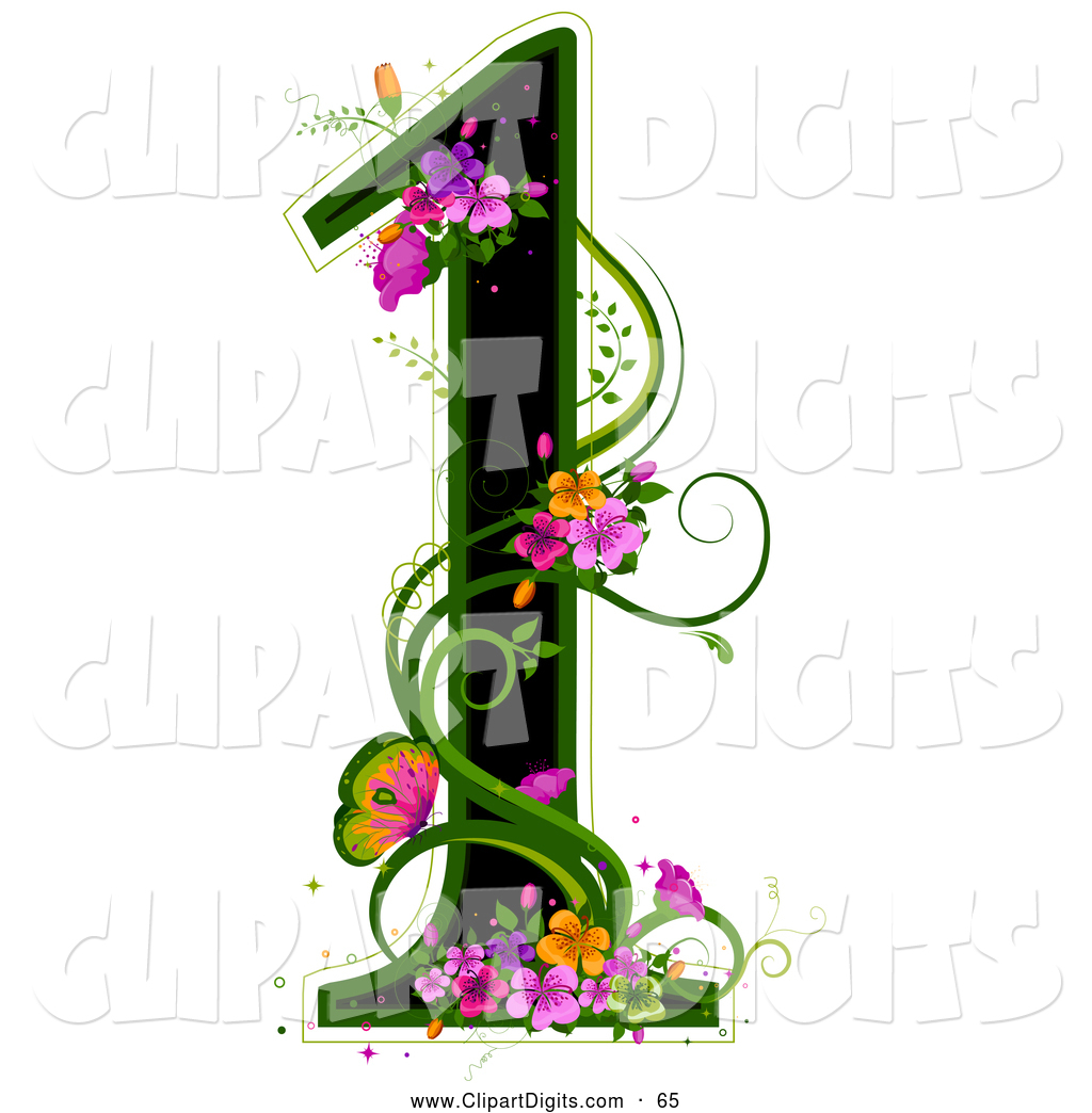 1024x1044 Vector Clip Art Of A Black Number One, Outlined In Green,