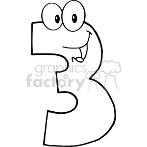 300x300 Royalty Free 4977 Clipart Illustration Of Number Three Cartoon