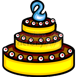300x300 Royalty Free Three Layer Birthday Cake With A Number 2 On The Top