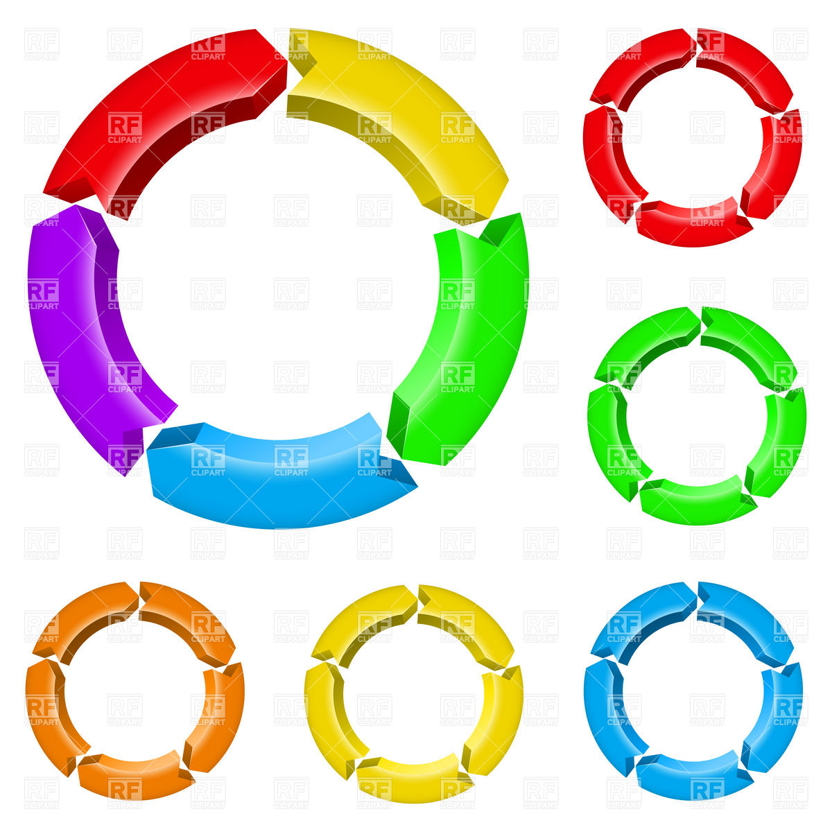 1200x1200 Set Number Two Of Different Colored Arrow Circles Royalty Free