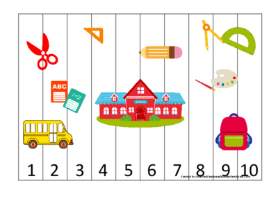 400x300 Back To School Themed Numbers 1 10 Number Sequence Puzzle