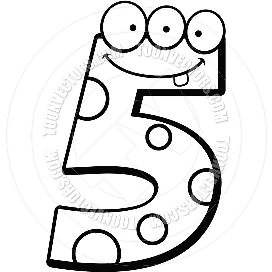 940x940 Number Five Monster (Black And White Line Art) By Cory Thoman