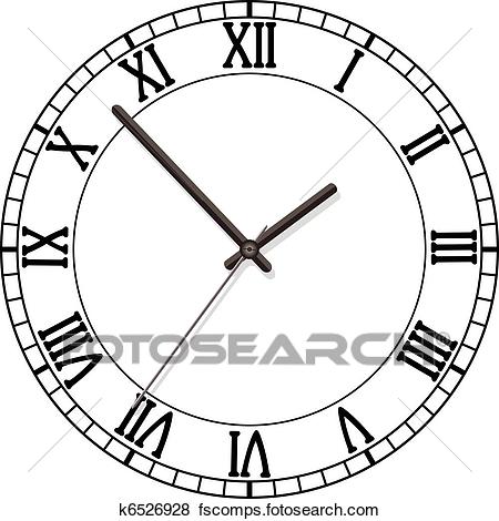 450x470 Clip Art Of Clock Dial With Roman Numbers K6526928