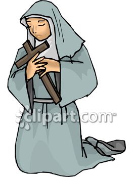 263x350 Nun Holding Cross And Praying While Kneeling