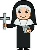 128x170 Clip Art Of Cartoon Nun Showing Holy Cross Sign K21332307
