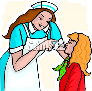 350x345 Picture Of A Nurse Checking A Patient's Temperature In A Vector
