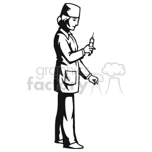 300x300 Royalty Free Black And White Outline Of A Nurse 160637 Vector Clip