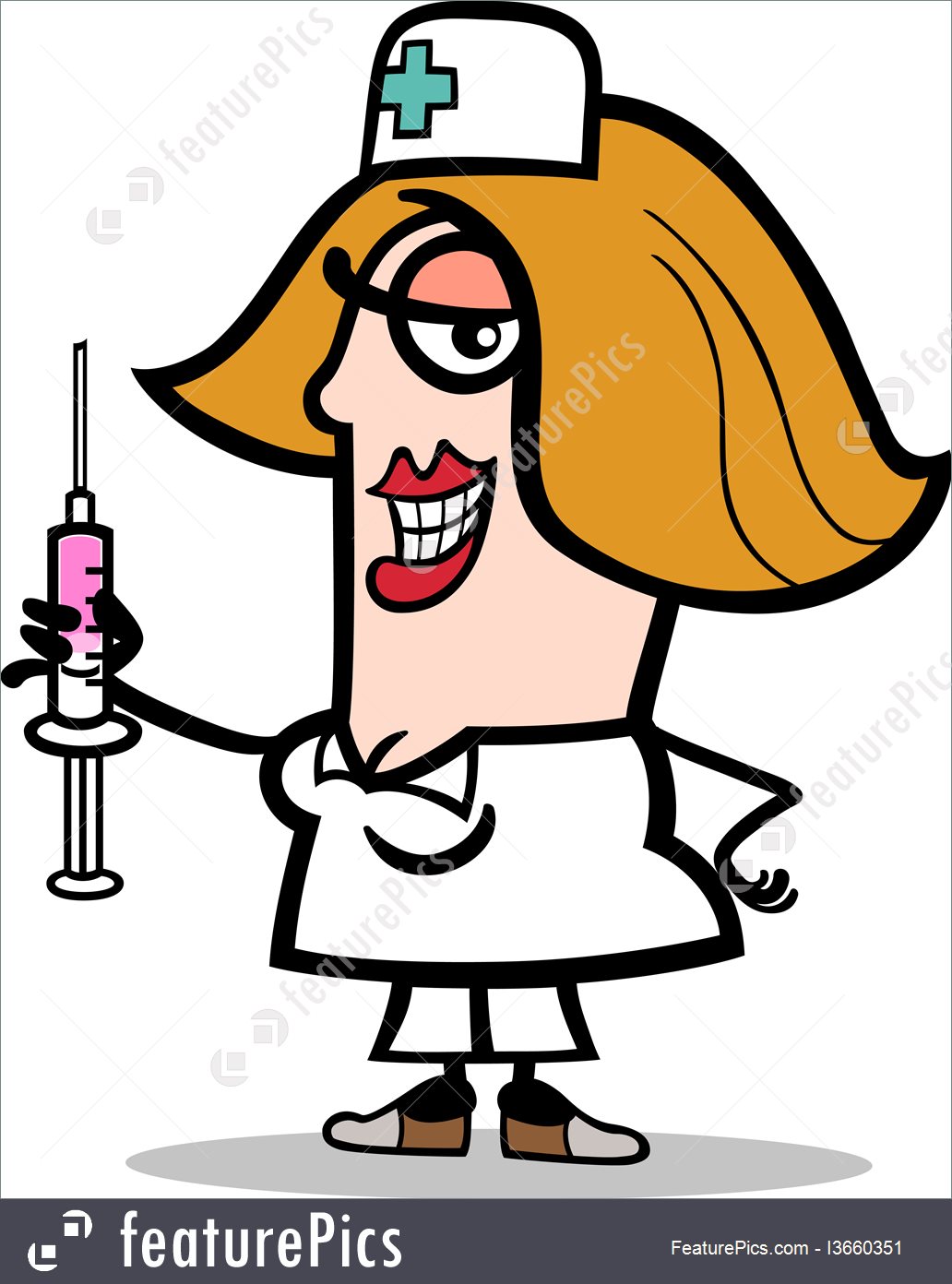 1032x1392 People At Work Nurse With Syringe Cartoon