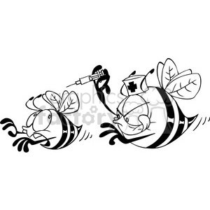 300x300 Royalty Free Black And White Dr Bee Shot Time 388074 Vector Clip