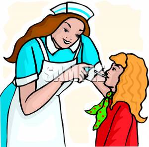 300x296 Art Image A Nurse Taking A Girl's Temperature