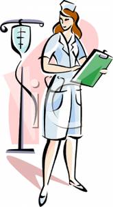 165x300 Art Image A Nurse Charting And Looking At An Iv
