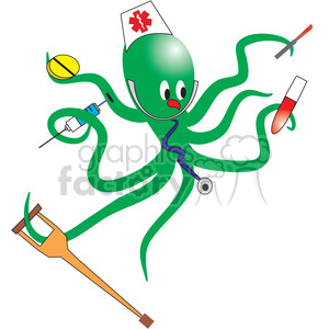 300x300 Royalty Free Green Nurse Octopus 133681 Vector Clip Art Image