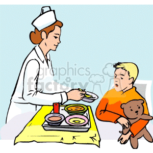 300x300 Royalty Free A Nurse Feeding A Little Boy In The Hospital 166007