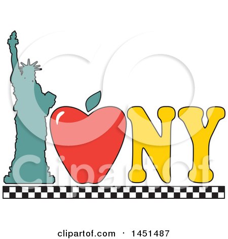450x470 Clipart Of A White Ny For New York Word Tag Collage Over Black
