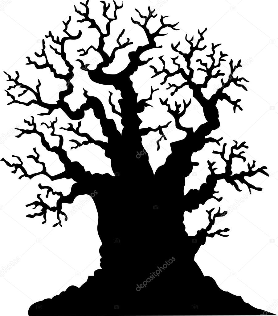 902x1023 Silhouette Of Leafless Oak Tree Stock Vector Tigatelu