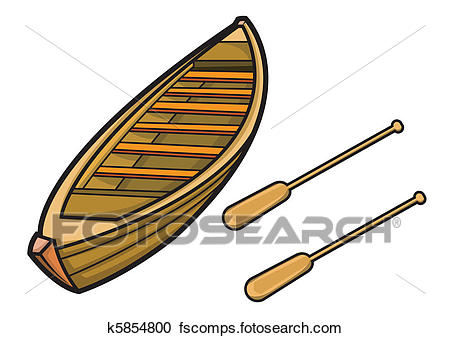 450x338 Clipart Of Boat With Paddle In Vector Illustration K5854800