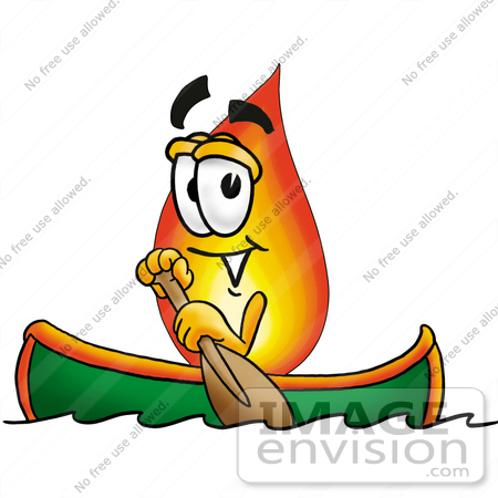 450x450 Clip Art Graphic Of A Fire Cartoon Character Rowing A Boat