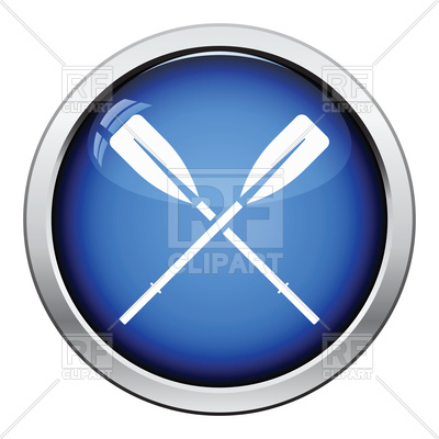 400x400 Glossy Button Design Icon Of Boat Oars Royalty Free Vector Clip