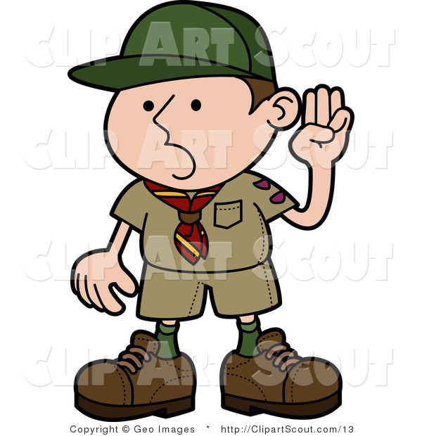 600x620 Vector Clipart Of A Boy Scout Pledging The Oath By