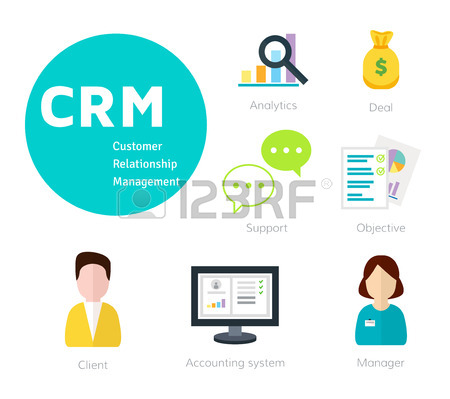 450x399 Customer Relationship Management. Vector Illustration. Flat Icons