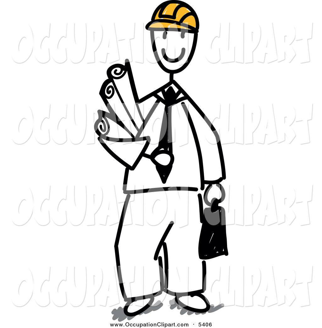 1024x1044 Clip Art Of A Stick Man Architect Holding Blueprints By Frog974
