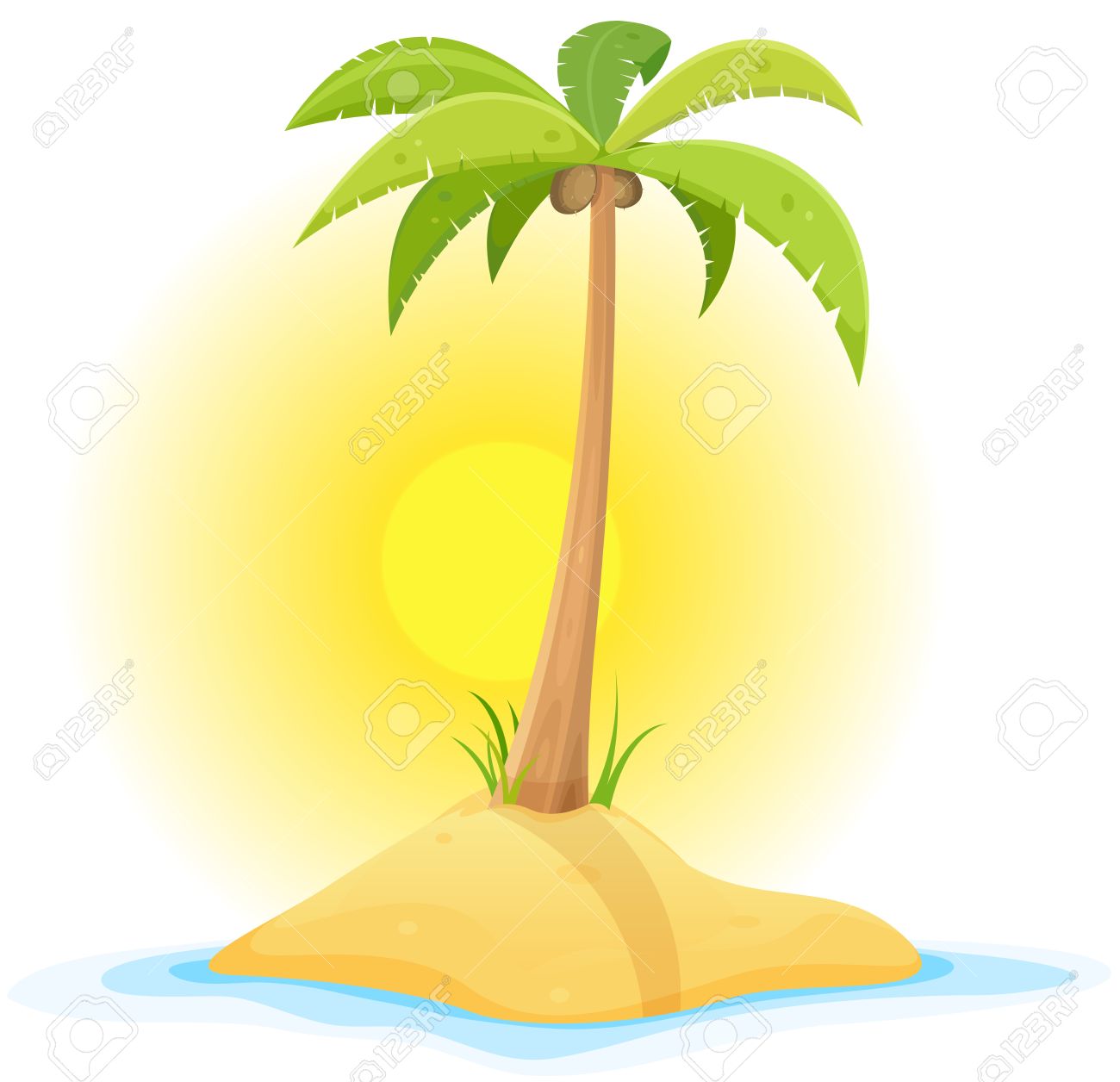 1300x1256 Illustration Of A Cartoon Piece Of Sand In Tropical Ocean