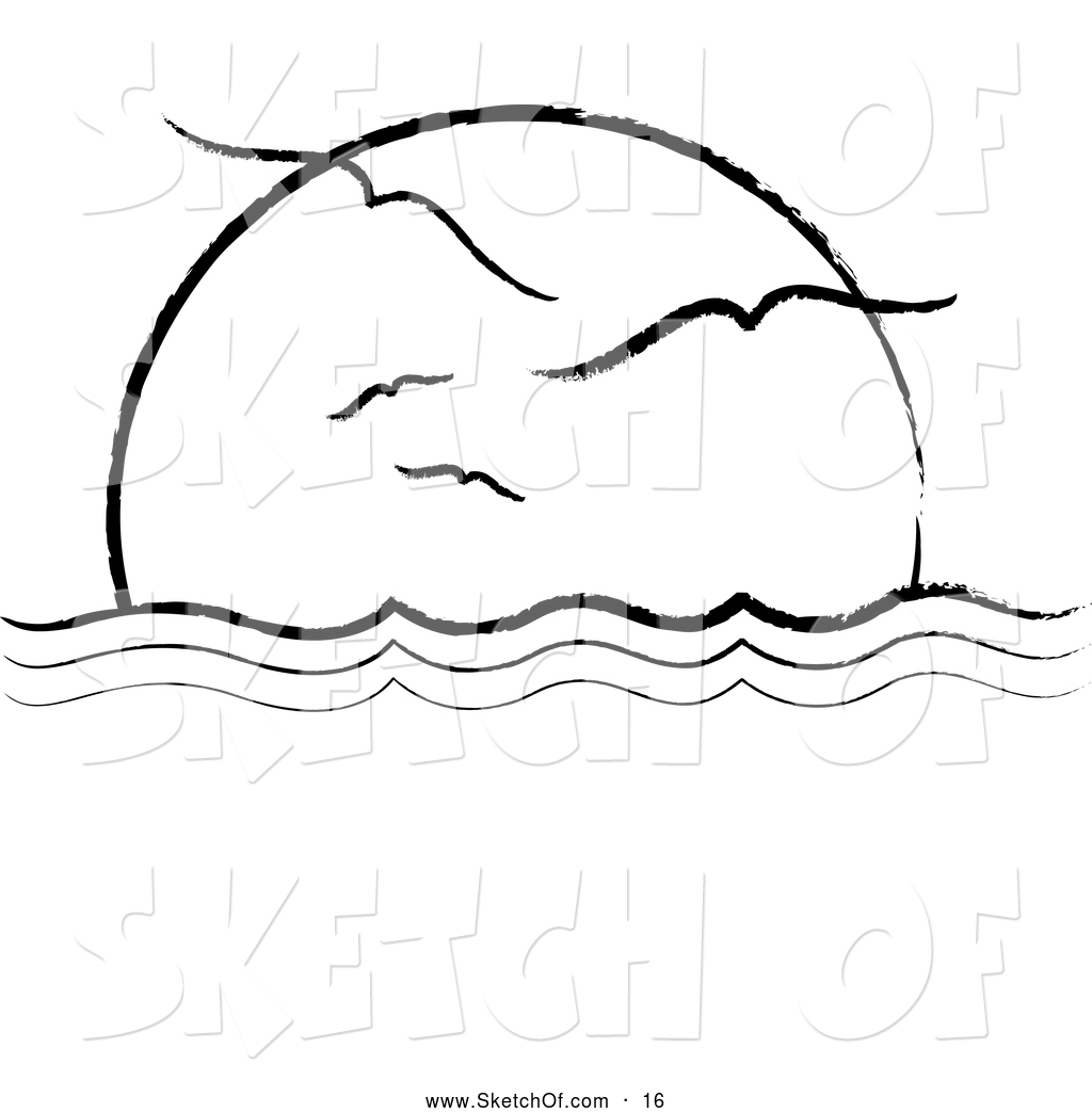 1024x1044 Drawing Of A Black And White Sketch Of A Flock Of Seagulls Flying