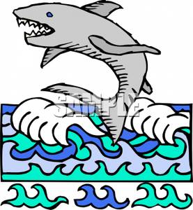 277x300 Art Image A Shark Jumping Out Of The Ocean Water