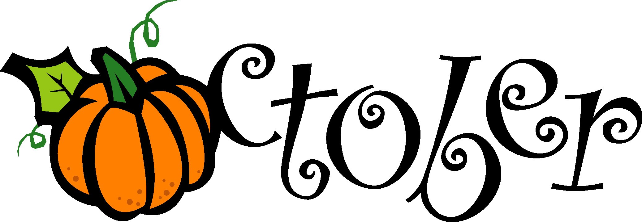 2075x719 October Calendar Clipart