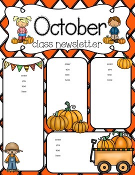 270x350 October Newsletter Freebie Kindergarten School